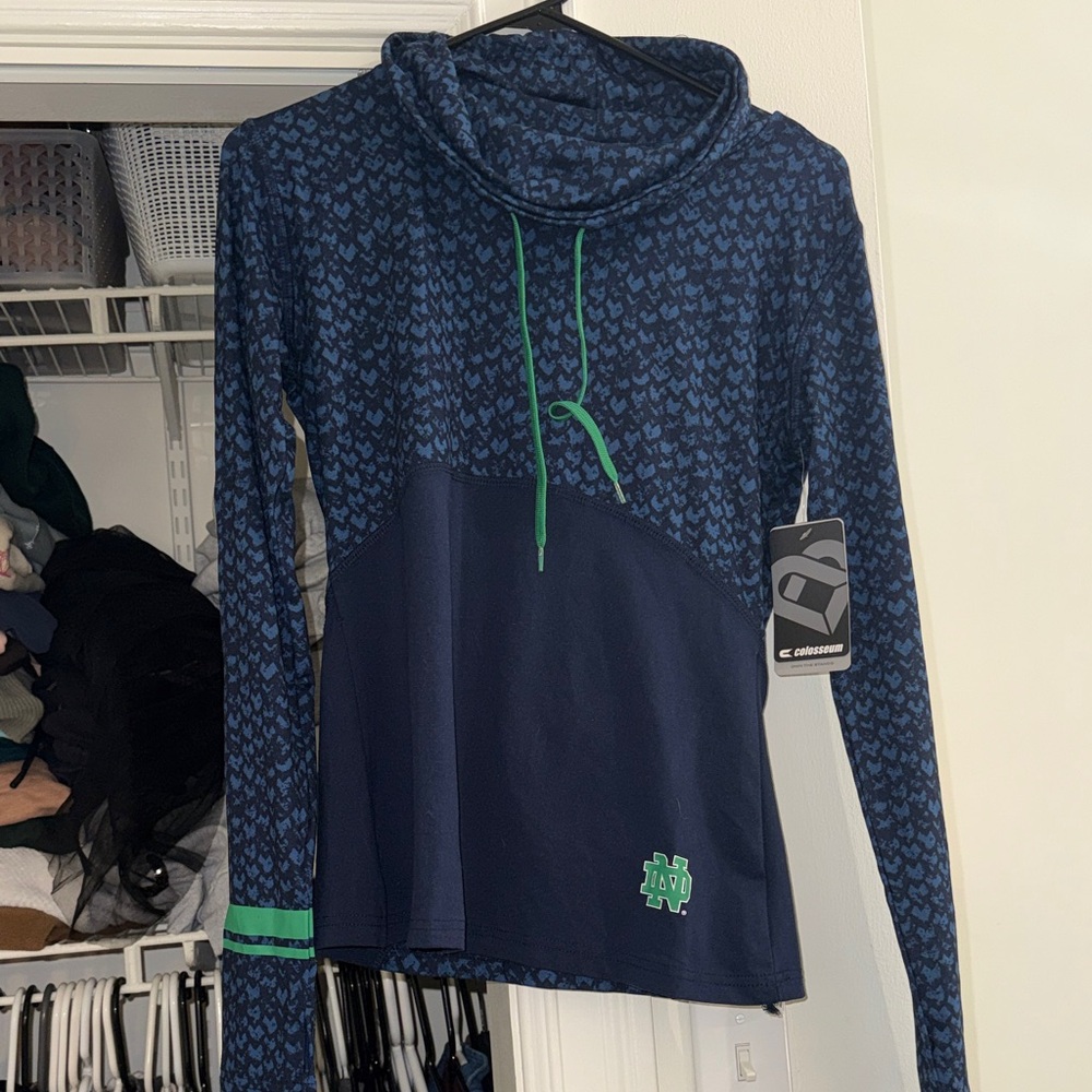 Notre Dame Champion Navy and Green Patterned Hoodie